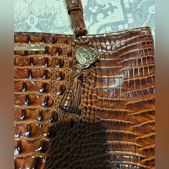 Brahmin Elegant Brown Embossed Tote Bag - Picture 2 of 15